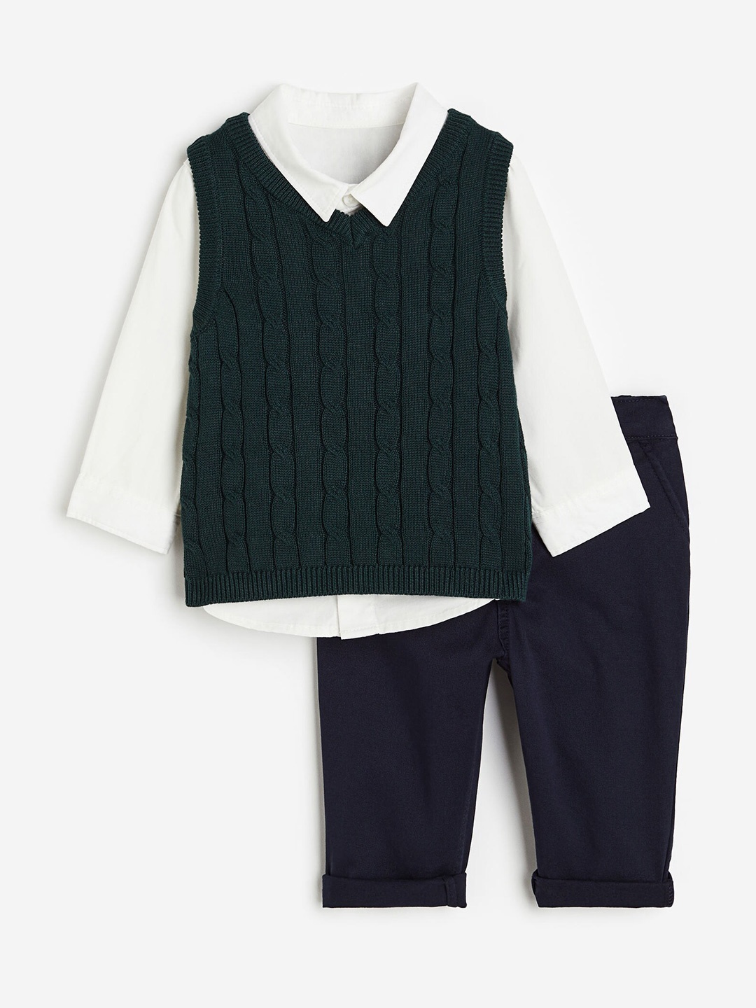 

H&M Boys Pure Cotton 3-Piece Set, Green