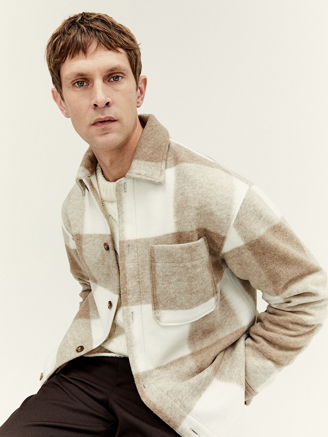 

H&M Relaxed Fit Overshirt, Beige