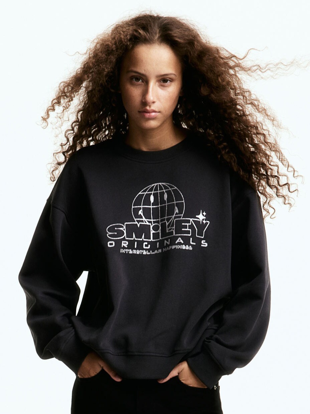 

H&M Printed Sweatshirt, Grey
