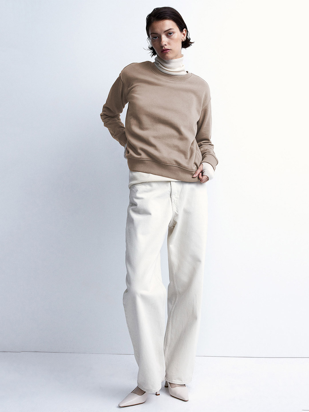 

H&M Women Sweatshirt, Beige