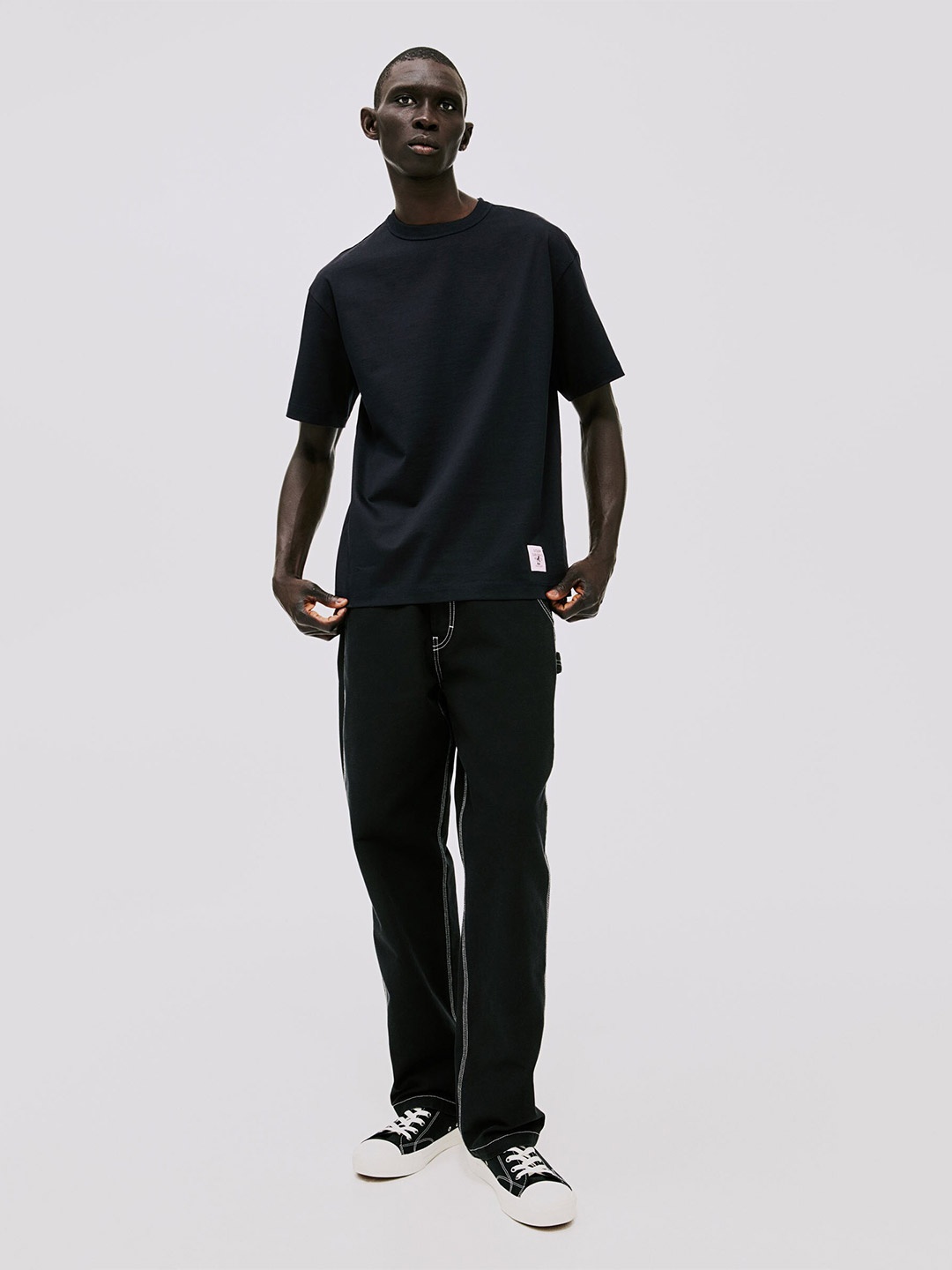 

H&M Pure Cotton Loose Fit T-shirt, Black