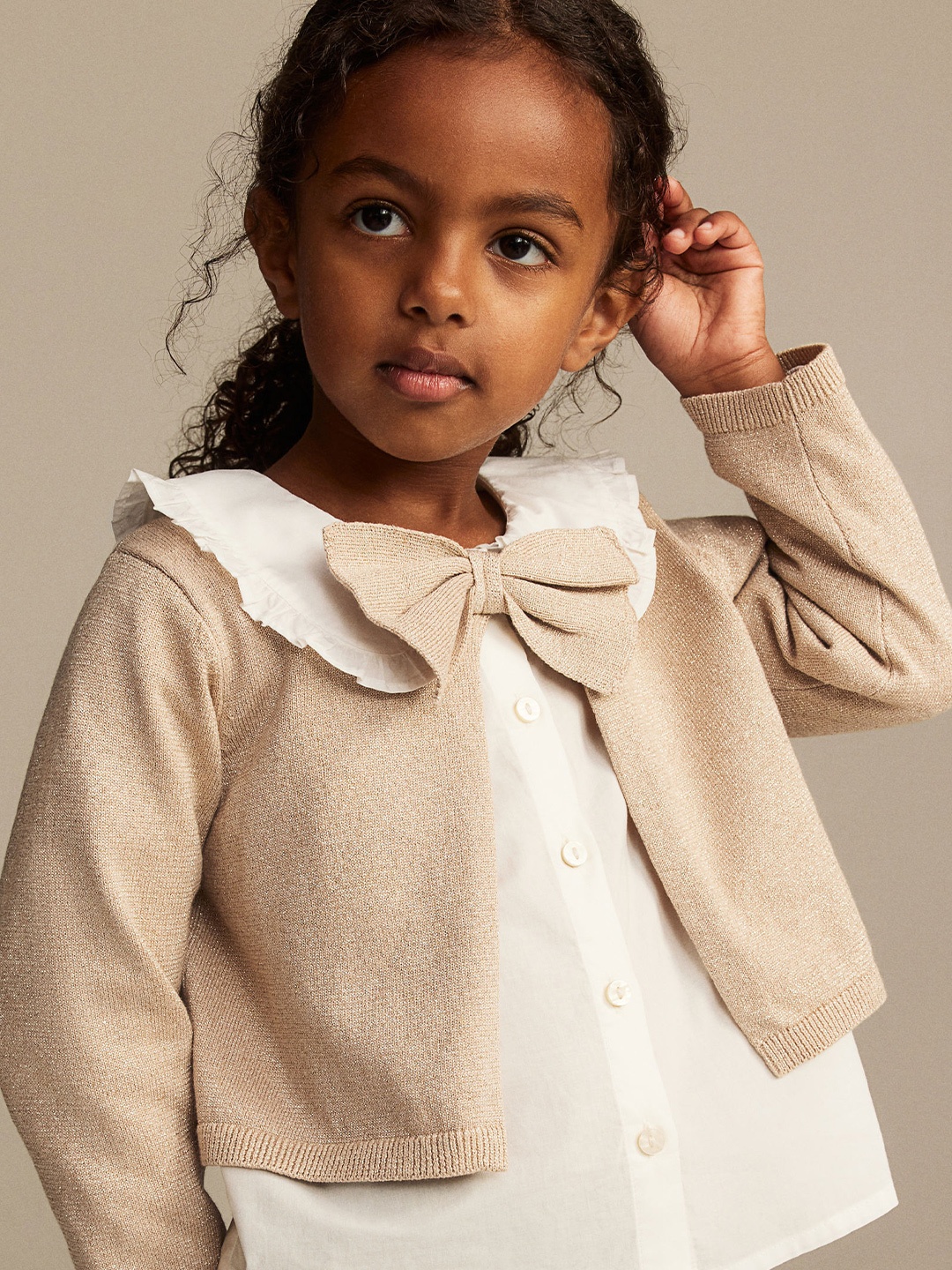 

H&M Girls Glittery Cardigan, Beige