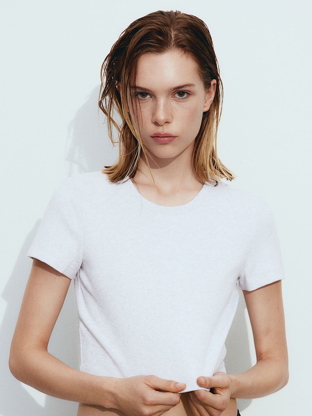 

H&M Ribbed Jersey Top, Grey