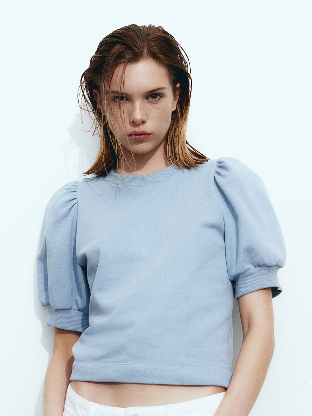 

H&M Puff-Sleeved Top, Blue
