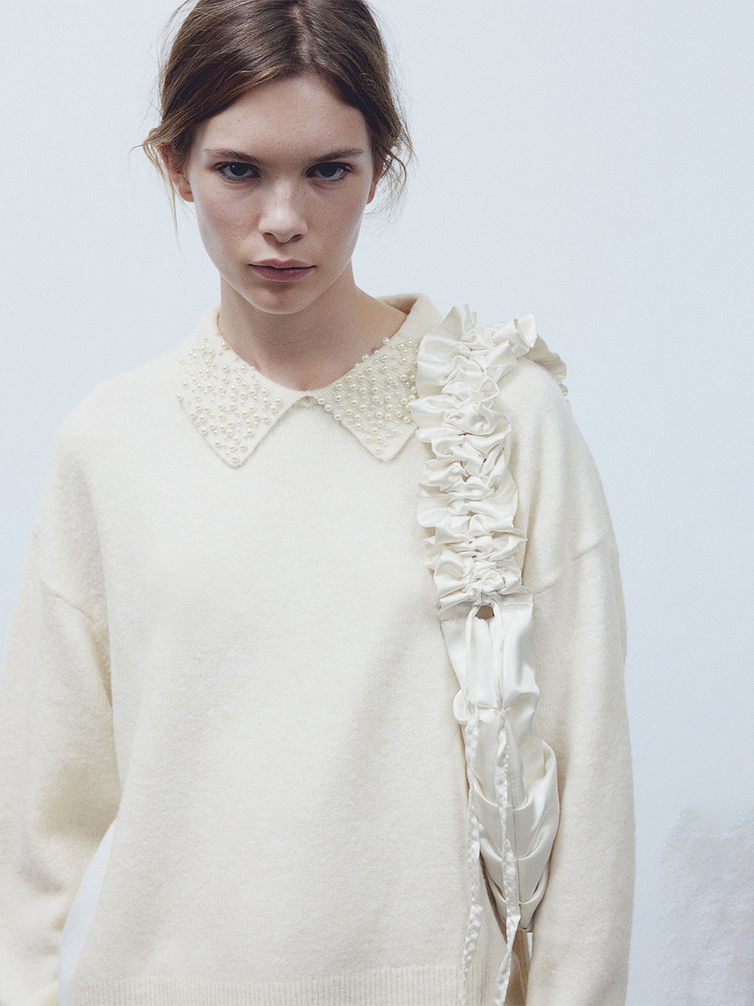 

H&M Breaded-Collar Jumper, White