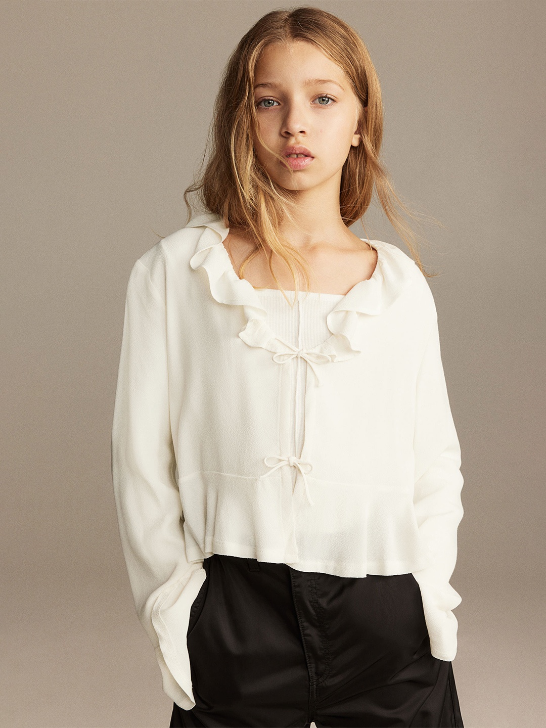 

H&M Tie-Front Blouse, White