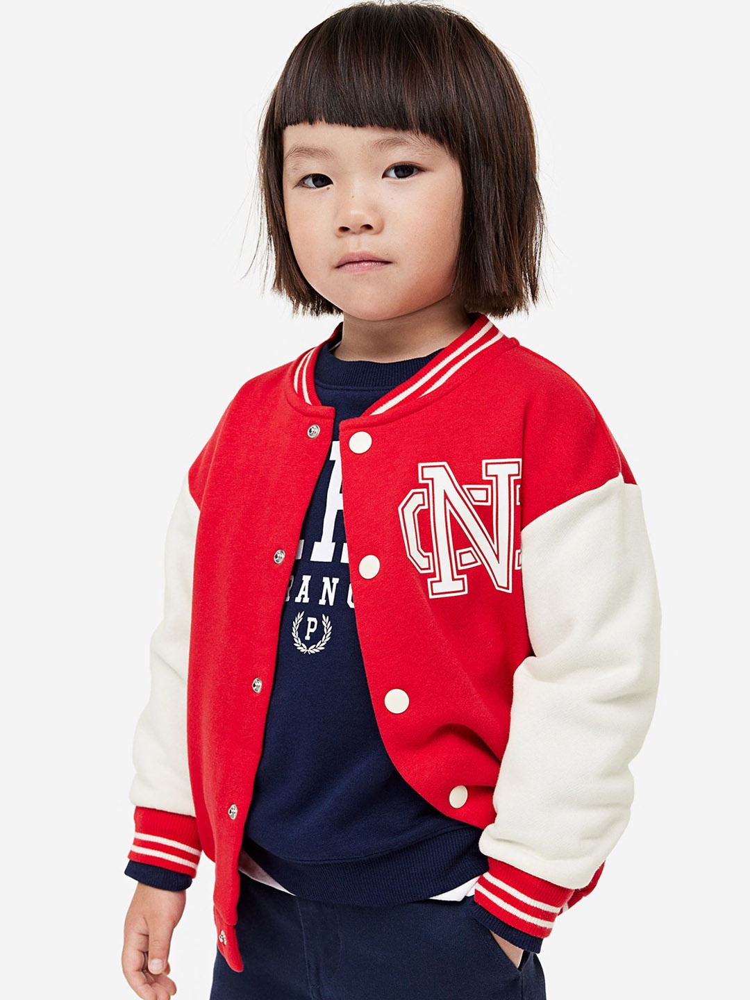 

H&M Boys Printed Baseball Jacket, Red