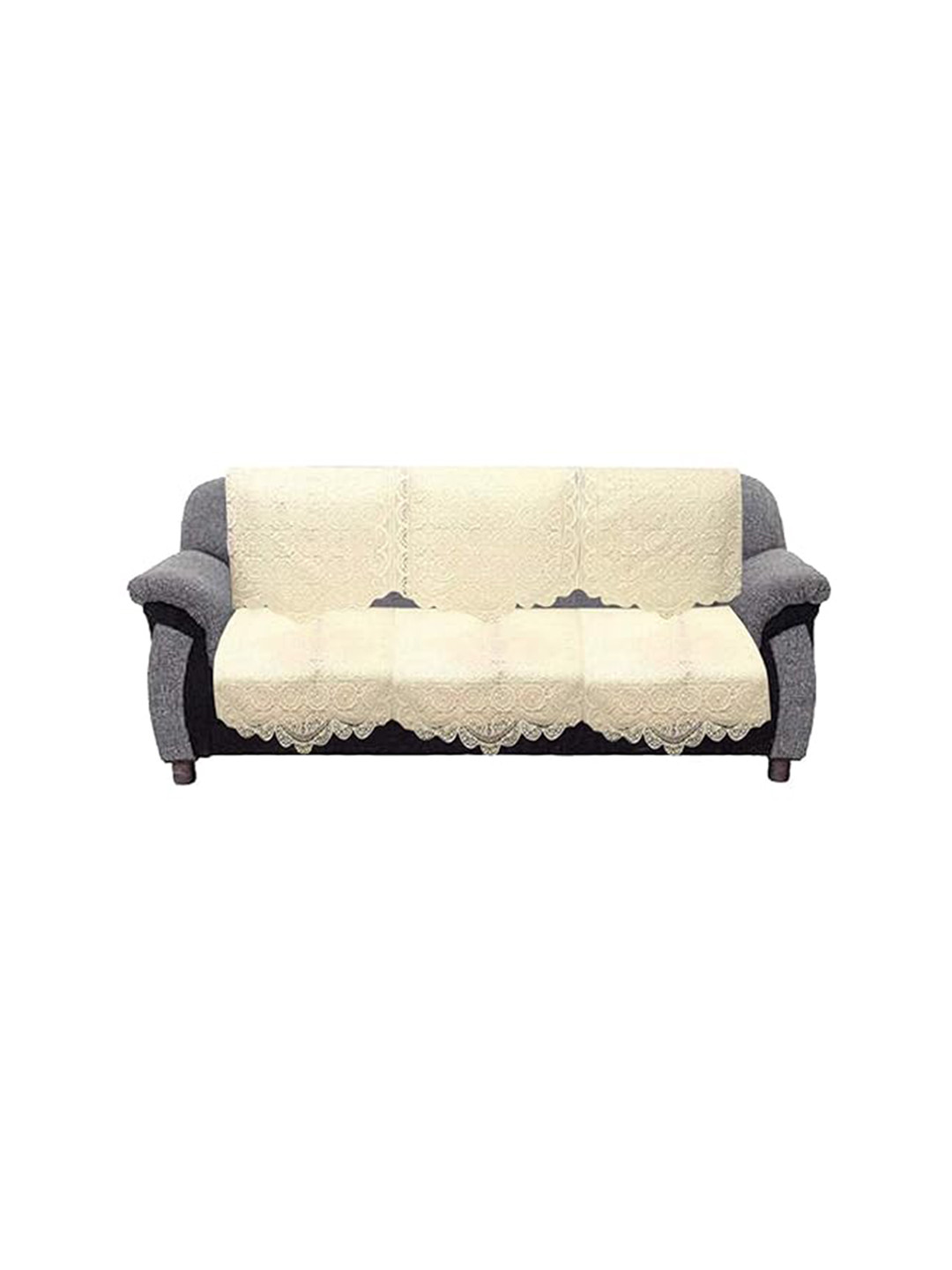 

Kuber Industries Cream-Colored 2 Pieces Cotton 3-Seater Sofa Covers