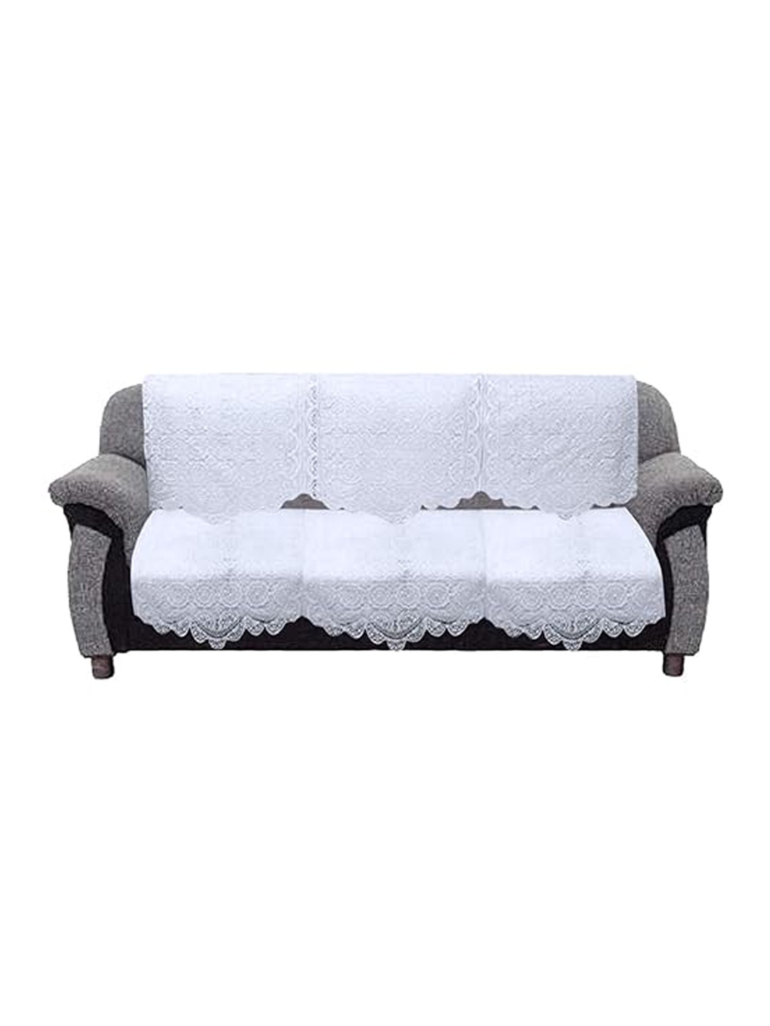 

Kuber Industries White 2 Pieces Circle Design Cotton 3 Seater Sofa Covers