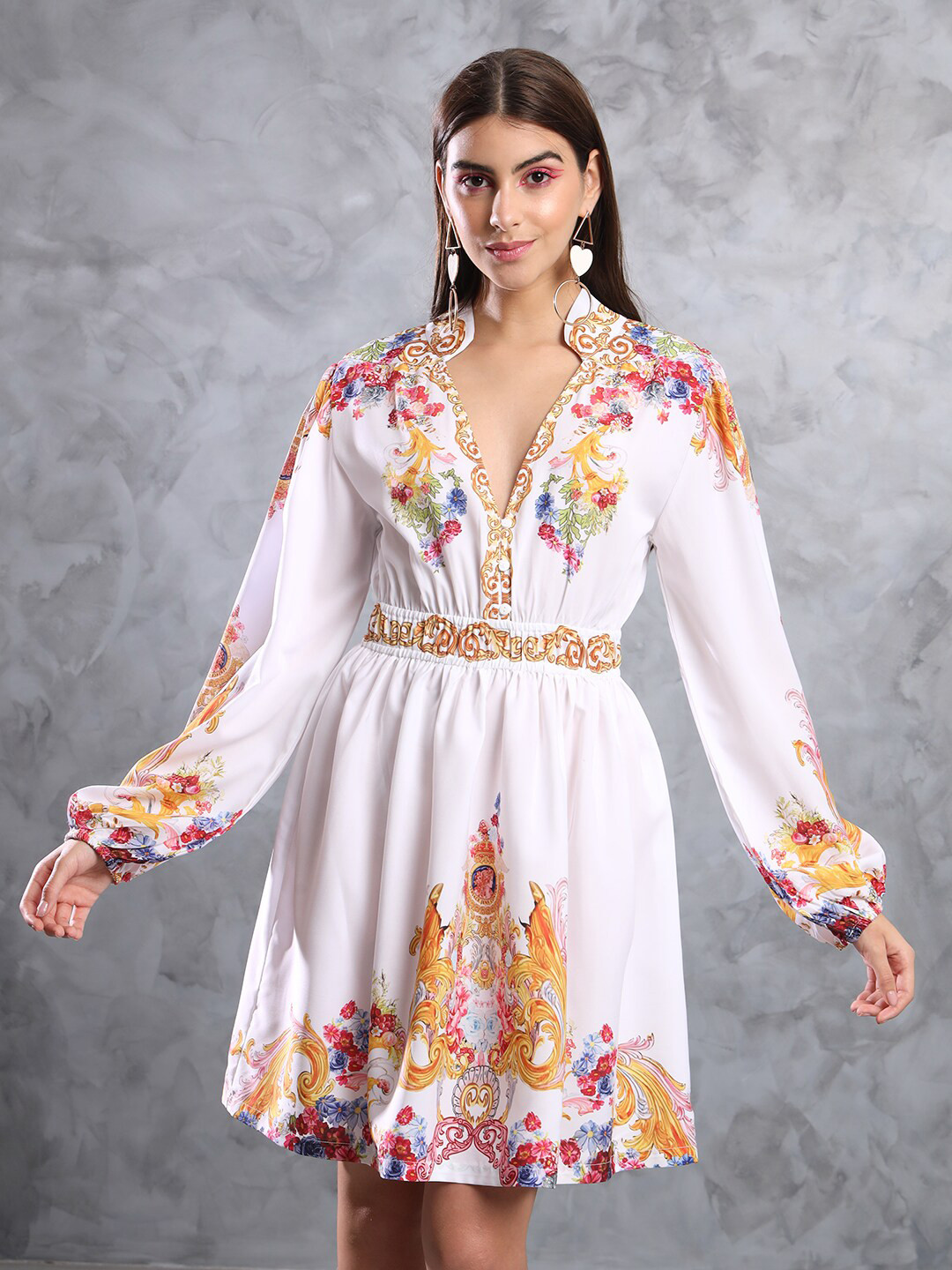 

MAZIE Floral Printed Fit & Flare Dress, White