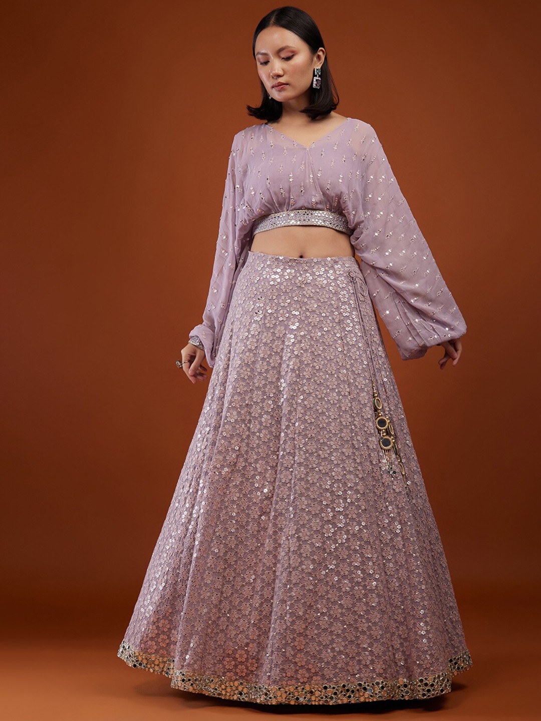 

KALKI Fashion Embellished Sequinned Ready to Wear Lehenga Choli, Purple