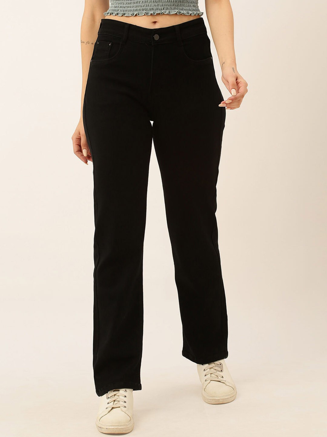 

ZOLA Women Black Straight Fit High Rise Clean Look Stretchable Jeans