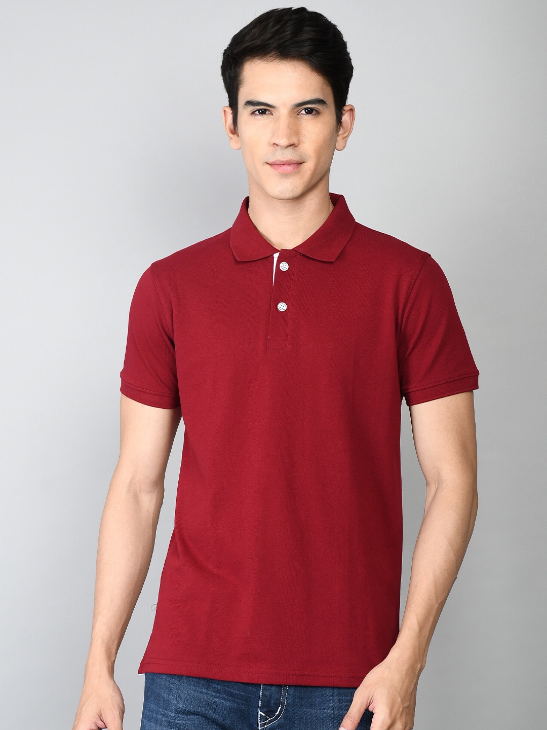 

BESIMPLE Polo Collar Organic Cotton T-shirt, Maroon