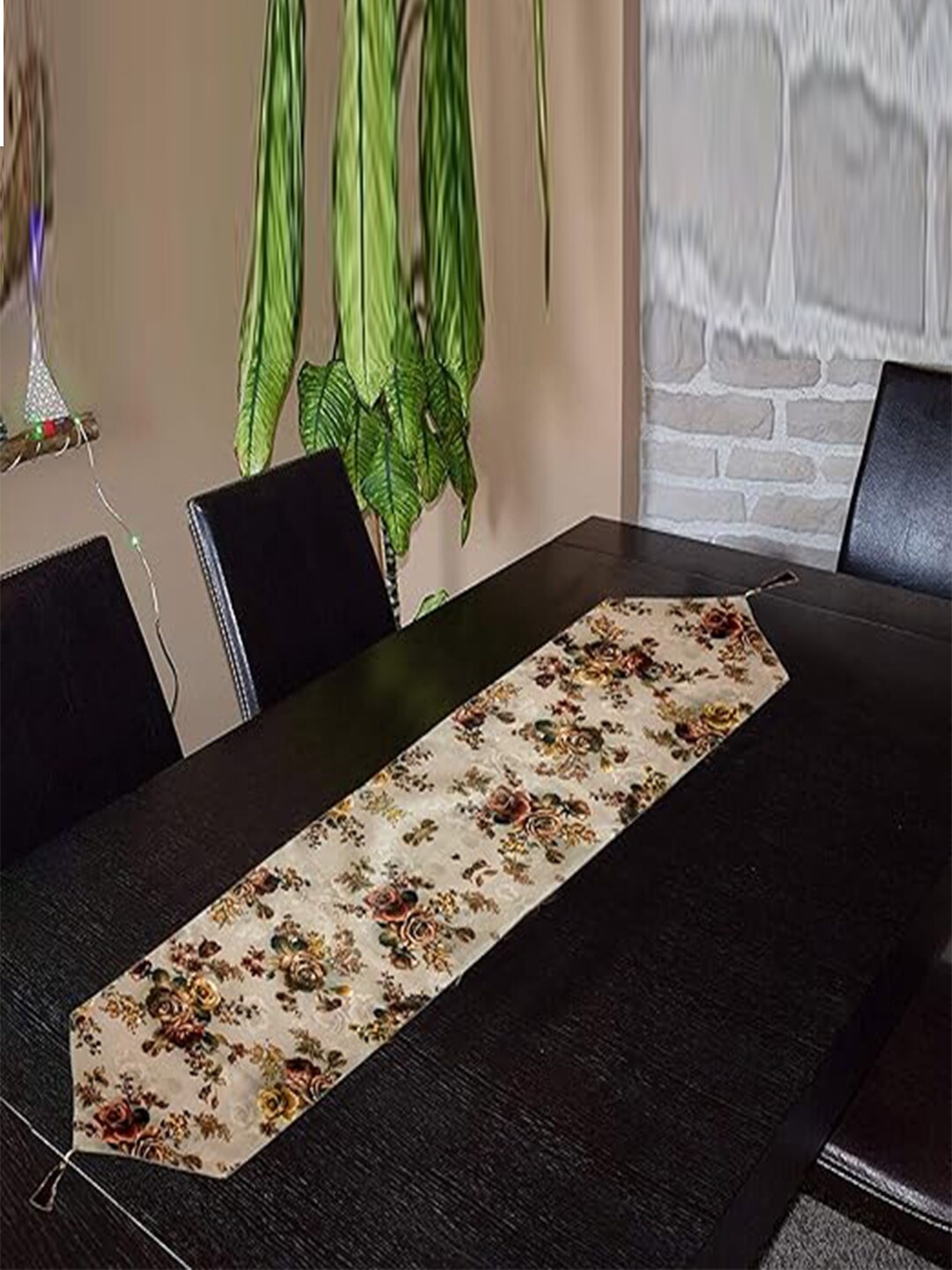 

Kuber Industries Beige & Brown Floral Printed Cotton Table Runner
