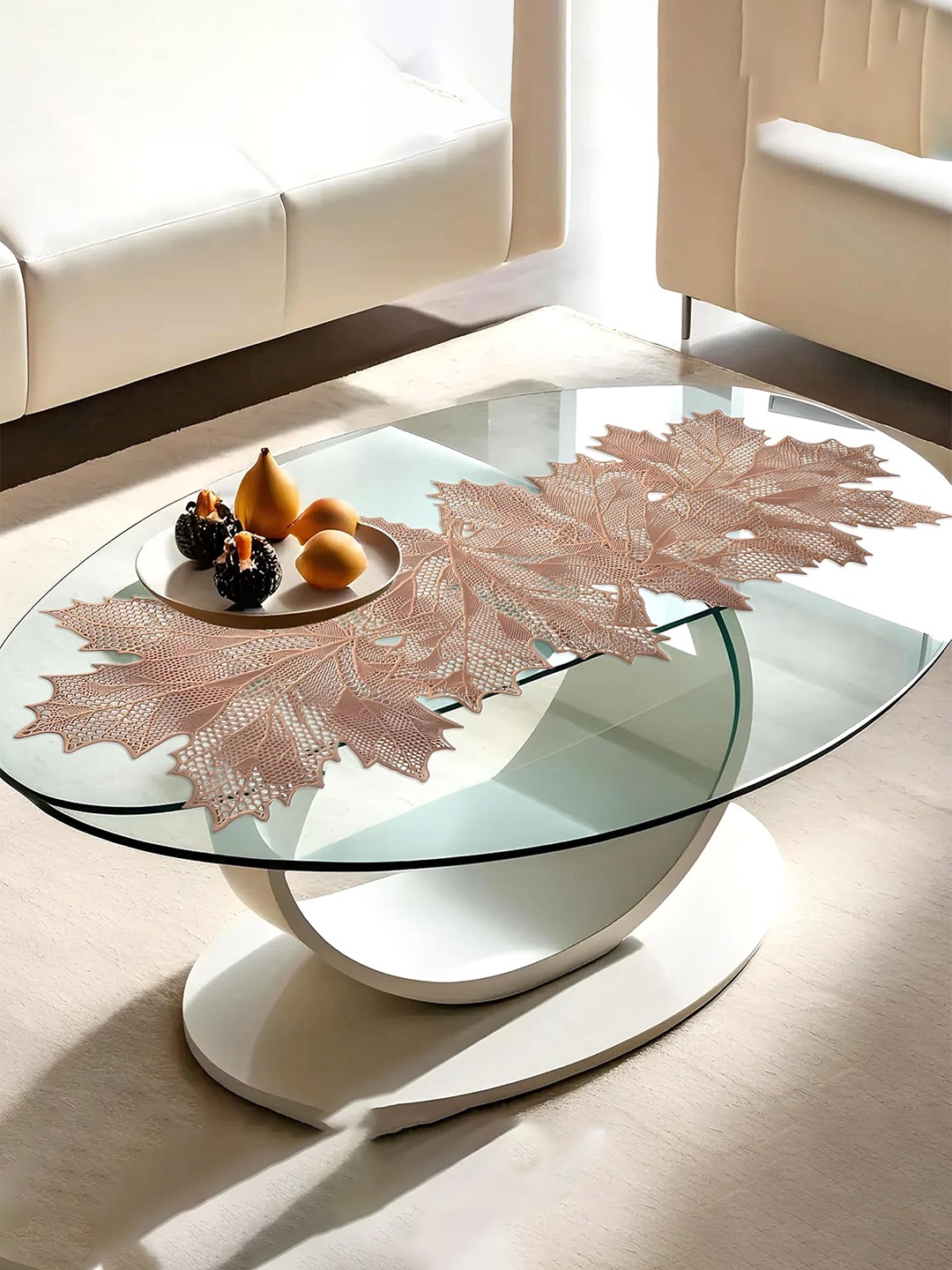 

Kuber Industries Copper-Toned Leaf Design Table Runner
