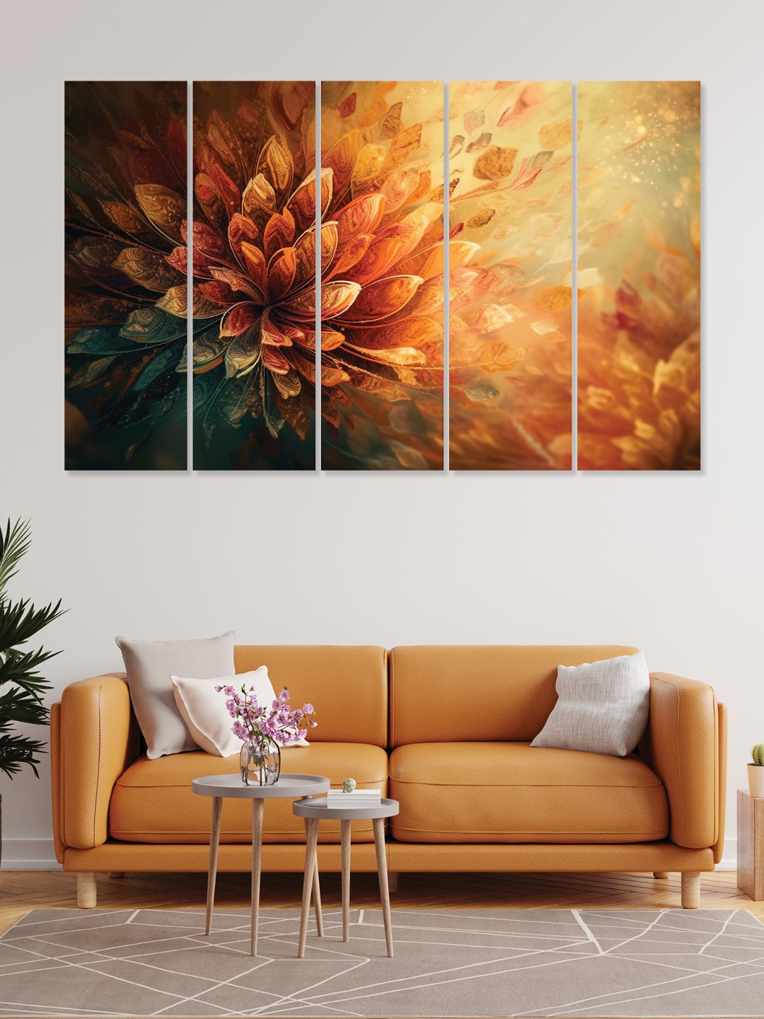 

RANDOM 5 Pcs Brown & Green Wooden Vinyle Canvas Painting Wall Art