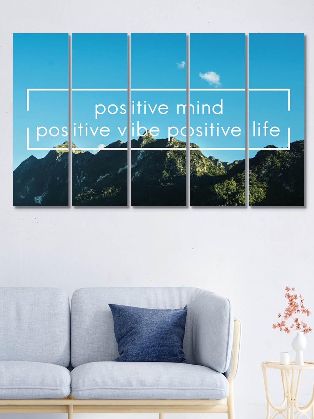 

RANDOM Blue & Green 5 Pieces Positive Wooden Vinyle Canvas Wall Art