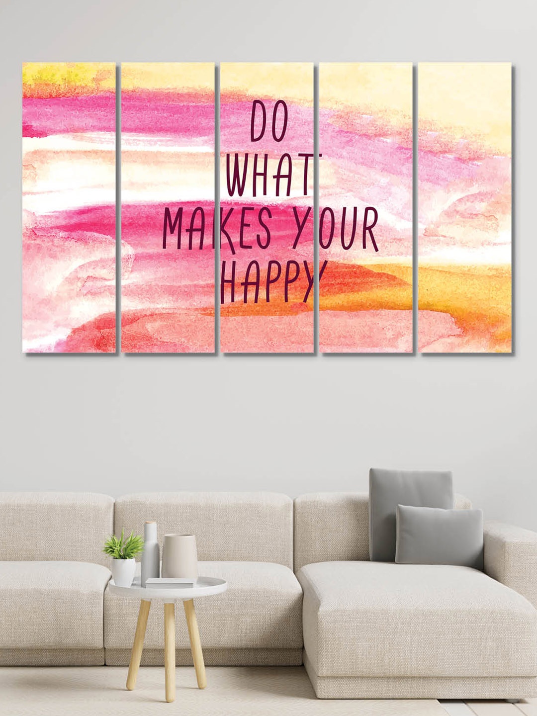 

RANDOM Pink & Purple 5 Pieces Motivational Words Vinyle Canvas Painting Wall