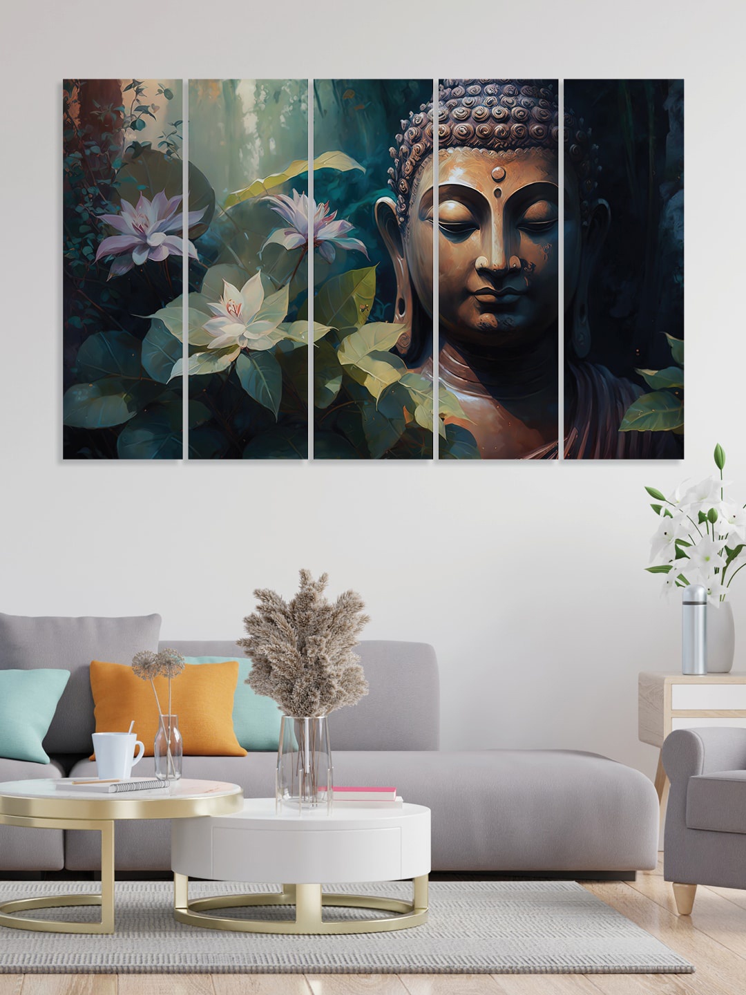 

RANDOM Brown & Black 5 Pieces Vinyle Canvas Religious Printed UV Coating Wall Arts