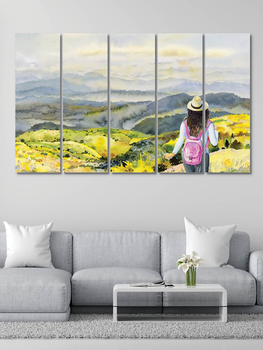 

RANDOM Yellow & Blue 5 Pieces Scenary Printed Canvas Wall Art