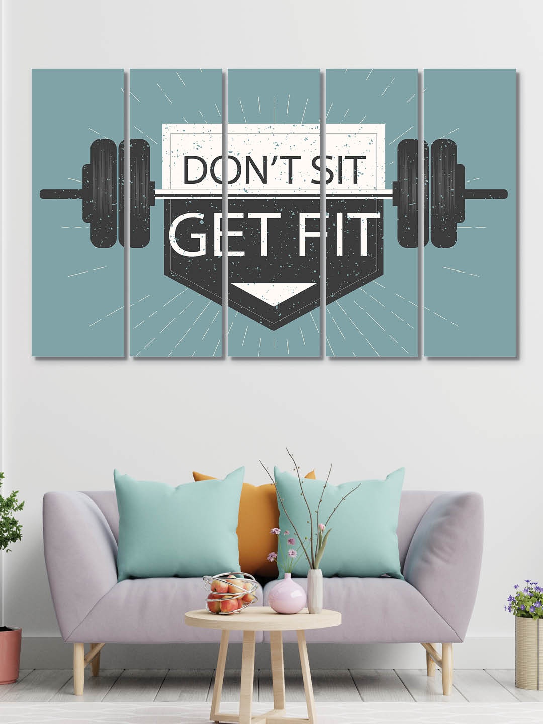 

RANDOM 5 Pcs Blue & Black Don't Set Get Fit Wooden Canvas Painting Wall Art