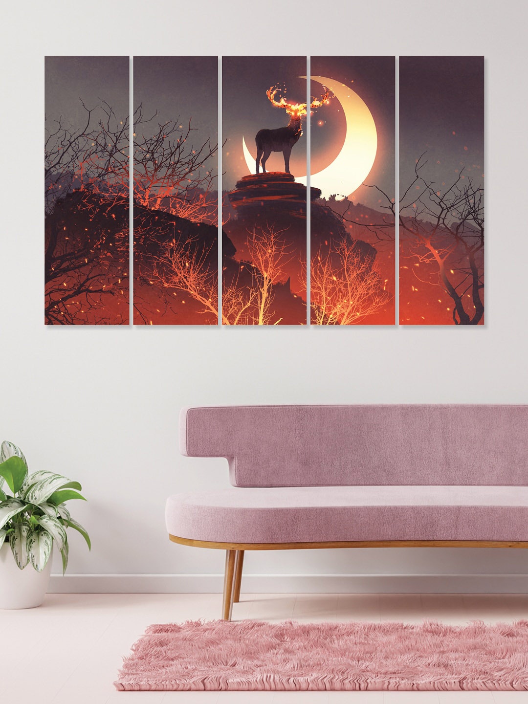 

RANDOM Red & Black 5-Pieces Wooden Vinyle Printed Canvas Wall Art