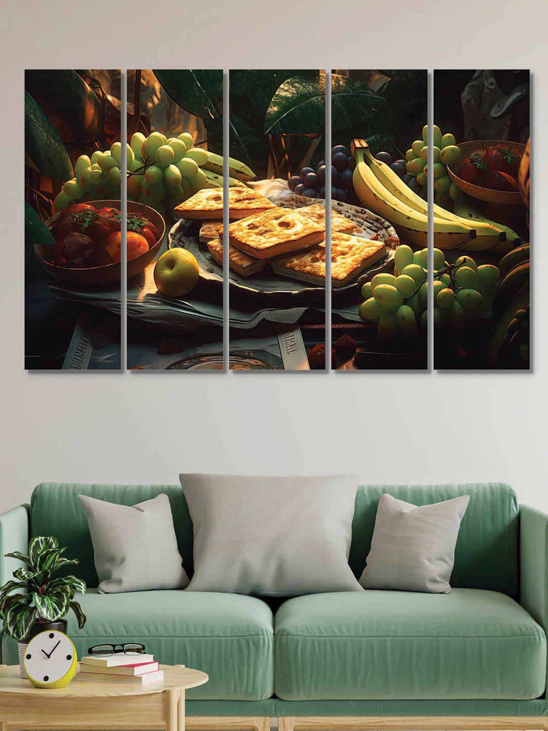 

RANDOM Yellow & Green 5 Pieces Fruits Printed Canvas Wall Painting