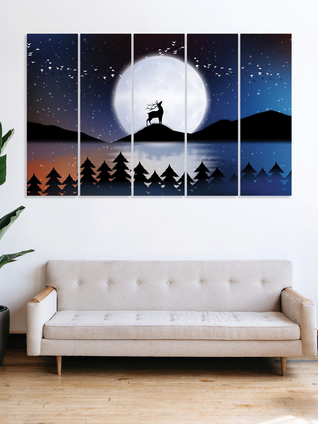 

RANDOM Black 5 Pieces Vinyle Canvas Home Modern Hanging Horror Wall Decor