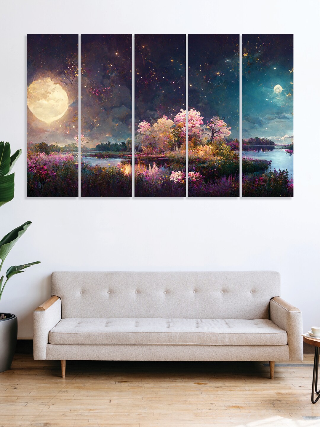 

RANDOM Blue & Purple 5-Pieces Wooden Vinyle Canvas Printed Wall Art
