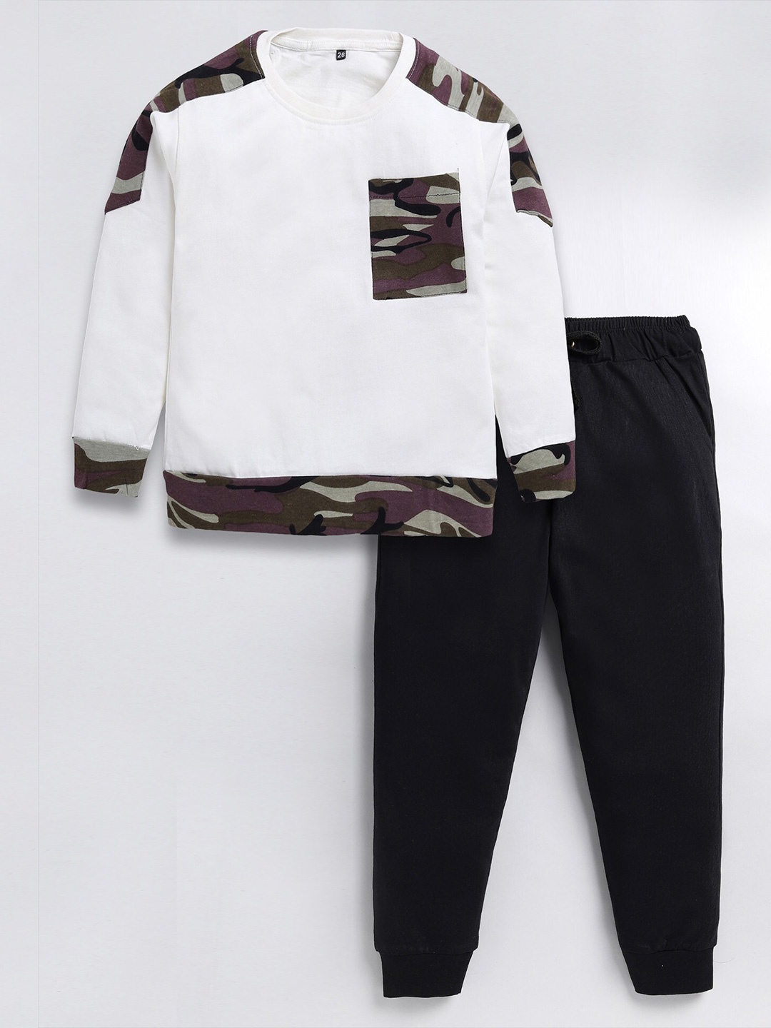 

BAESD Boys Printed Pure Cotton T-shirt with Trousers, White