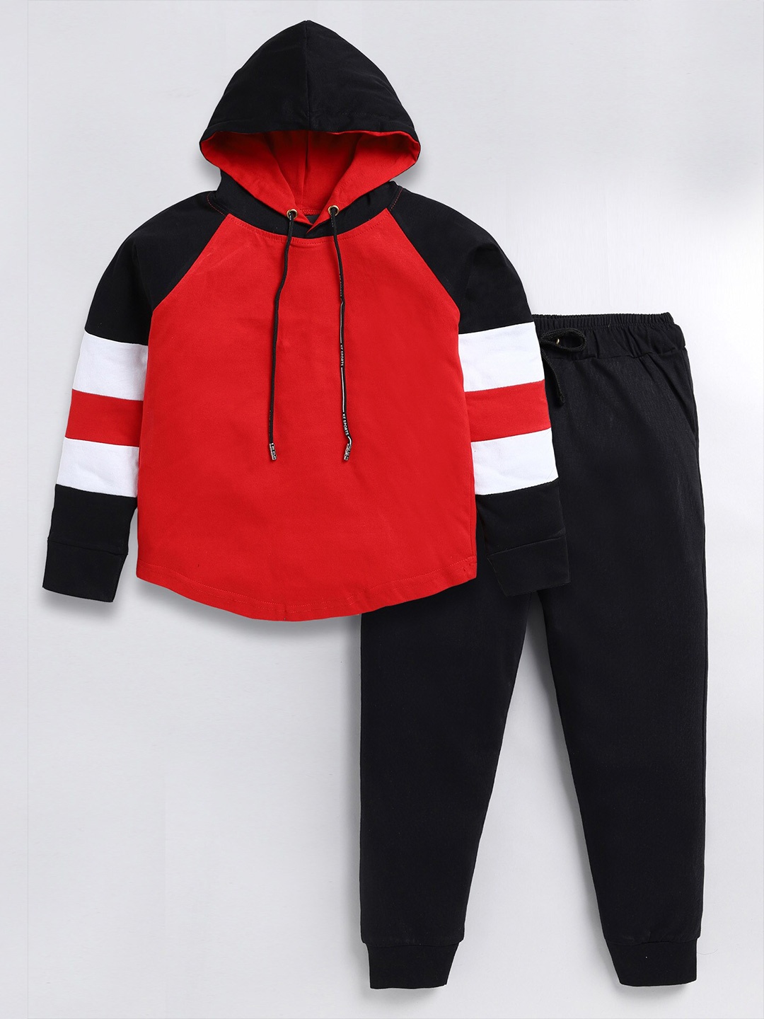 

BAESD Boys Colourblocked Hooded T-shirt with Trousers, Red