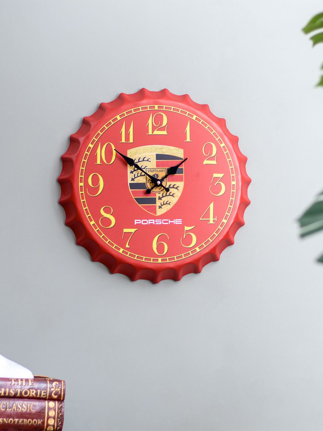 

THEDECORKART Red & Yellow Printed Contemporary Wall Clock