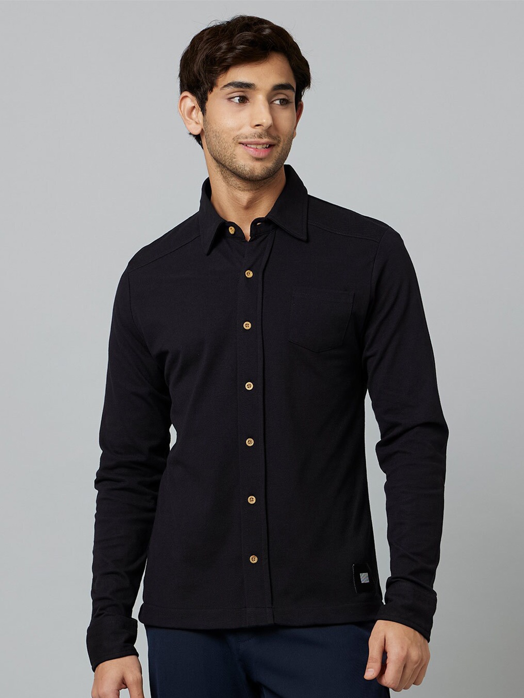 

Smugglerz Spread Collar Shirt, Black