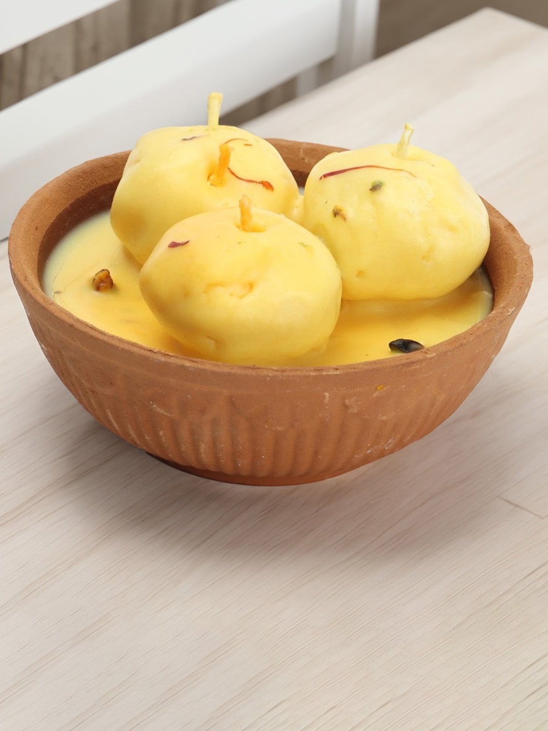 

ZAPATOZ 2 Pcs Yellow Wax Rasmalai Candles