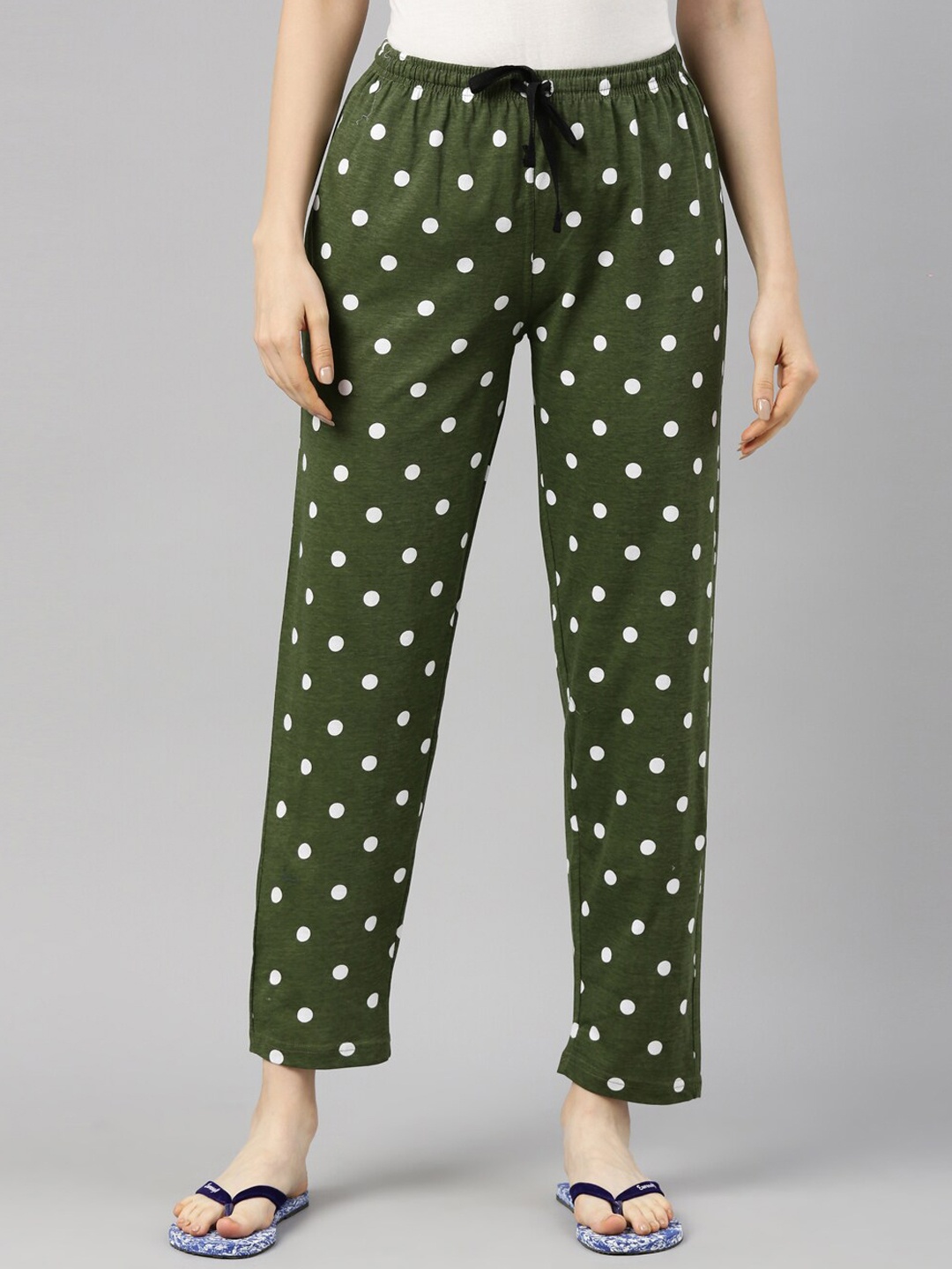 

Kryptic Women Printed Pure Cotton Lounge Pants, Green