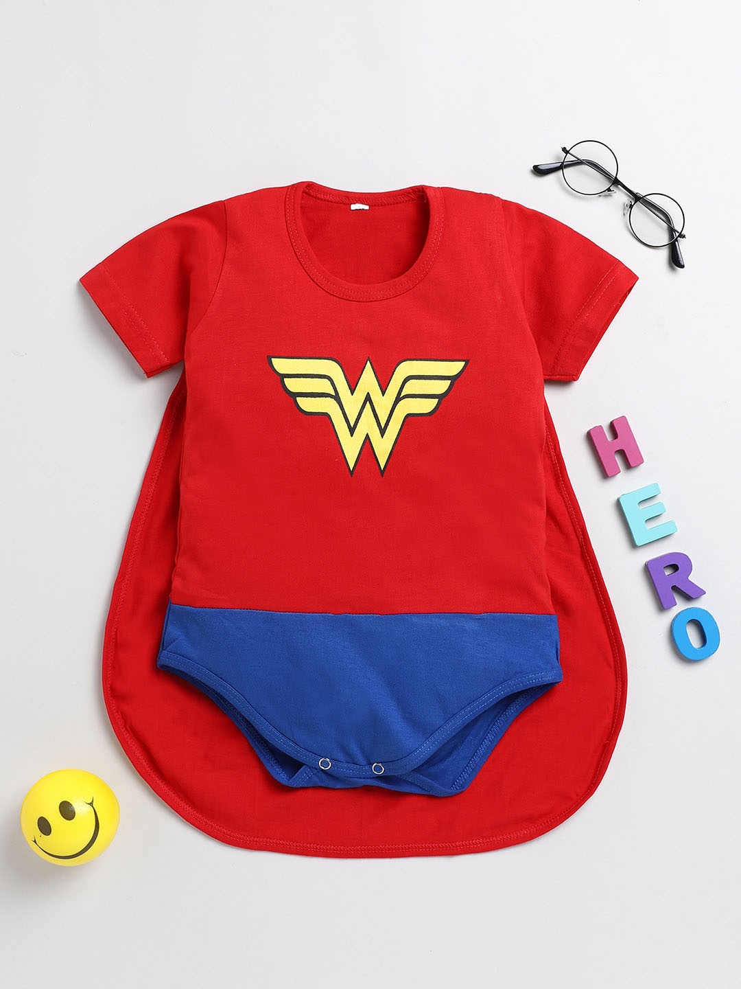 

BAESD Infant Girls Wonder Woman Cotton Rompers, Red