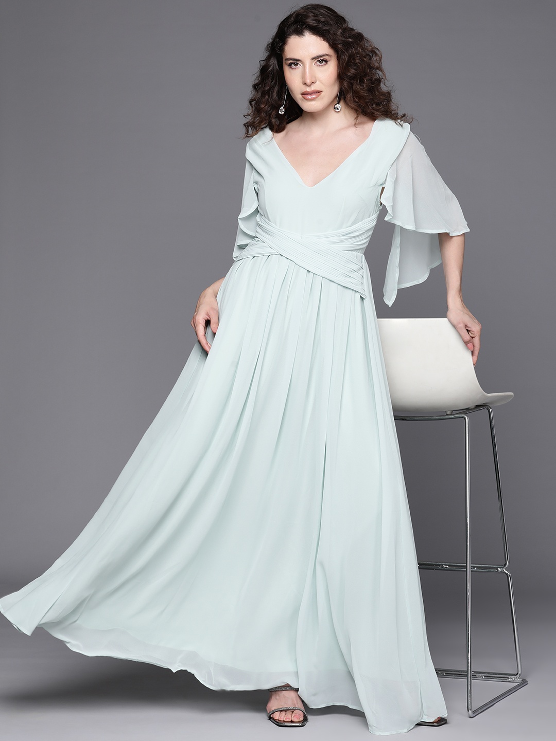 

Boohoo Chiffon Wrap Maxi Dress, Sea green