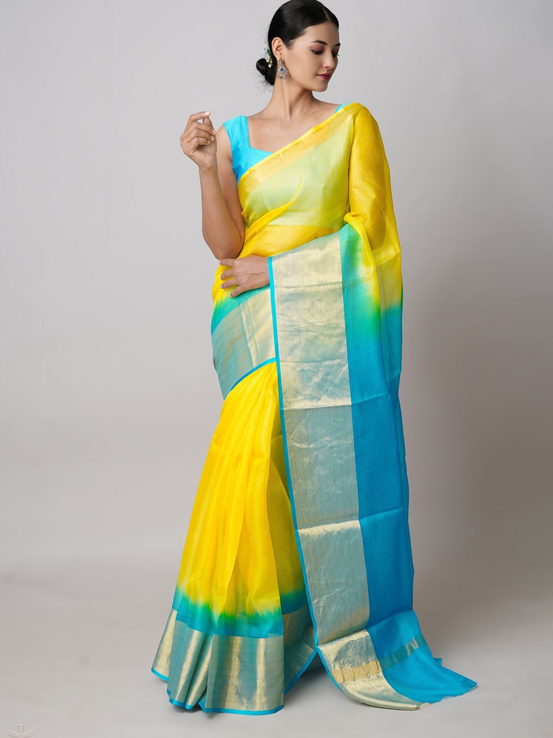 

Unnati Silks Woven Design Zari Pure Silk Handloom Kota Saree, Yellow