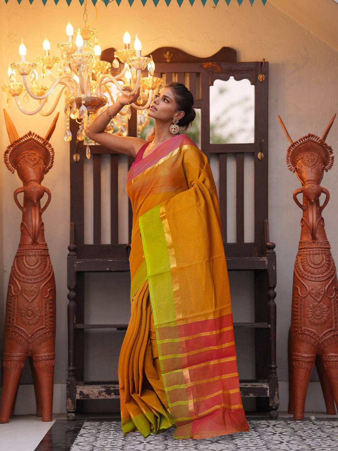 

Unnati Silks Zari Pure Cotton Mangalagiri Saree, Brown