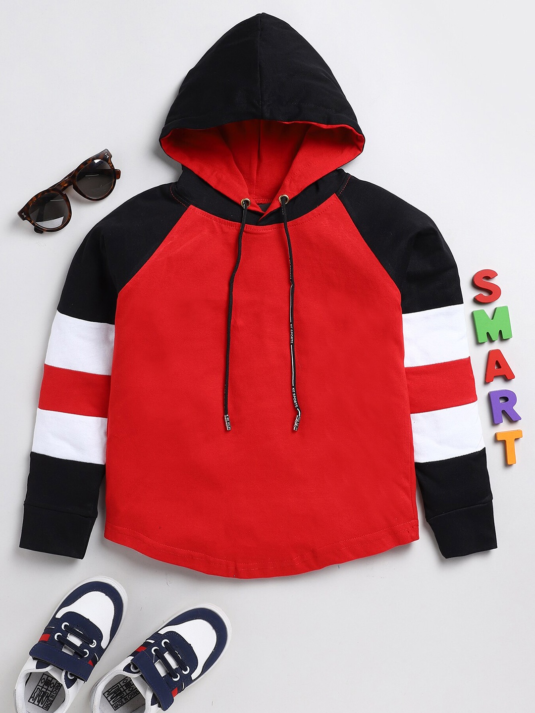 

BAESD Boys Hooded Cotton T-shirt, Red