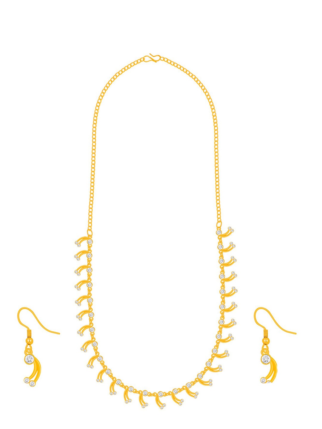 

Silver Shine Gold-Plated Stone-Studded Necklace And Earrings