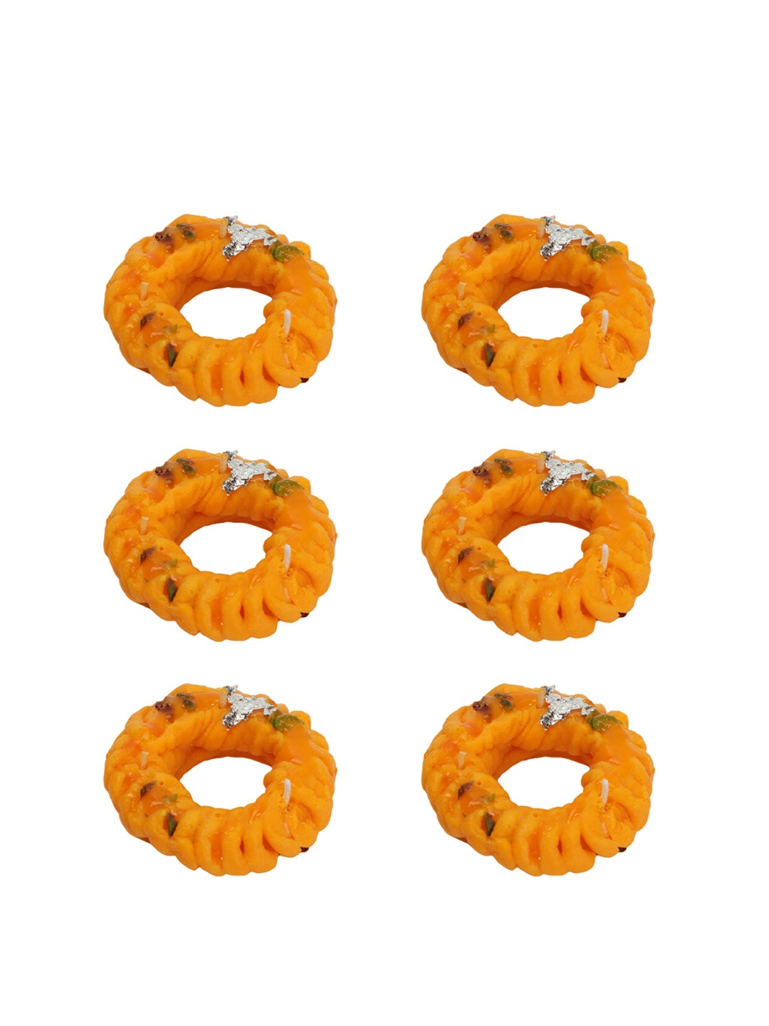 

ZAPATOZ 6 Pcs Orange Wax Irmati Shaped Candles