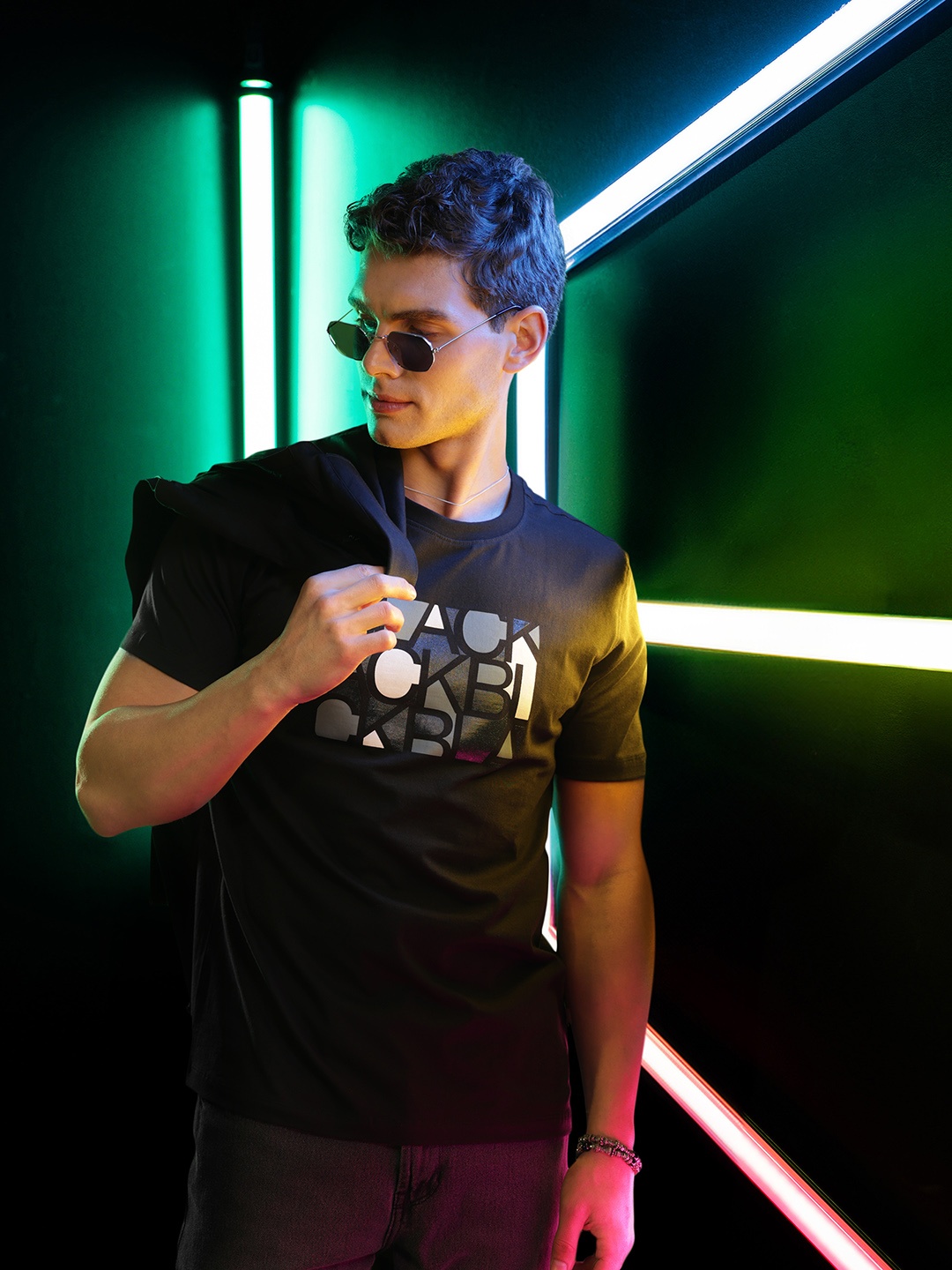 Mast & Harbour Men Typography Printed Pure Cotton T-shirt, Black