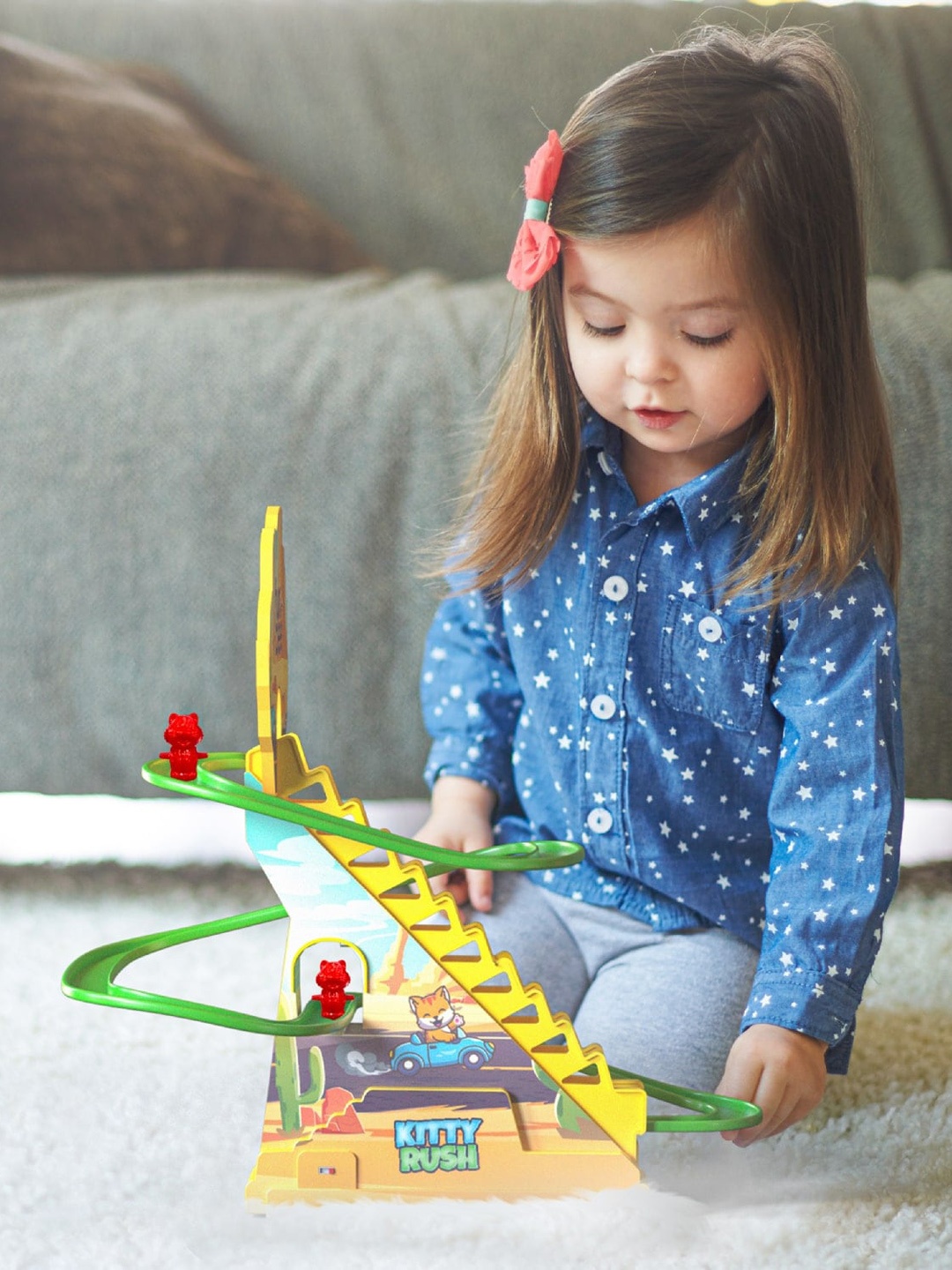 

BAYBEE BPA Free Kitty Rush Glider Slider Toys, Yellow