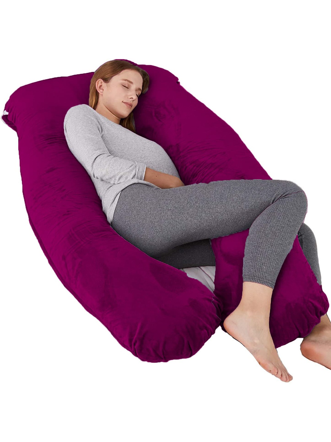 

Mom's Moon Purple Faux Velvet C-Shaped Maternity Pillow