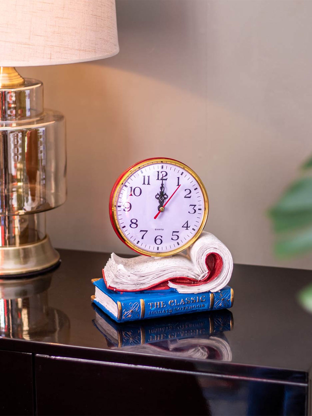

THEDECORKART White & Black Printed Traditional Alarm Clock