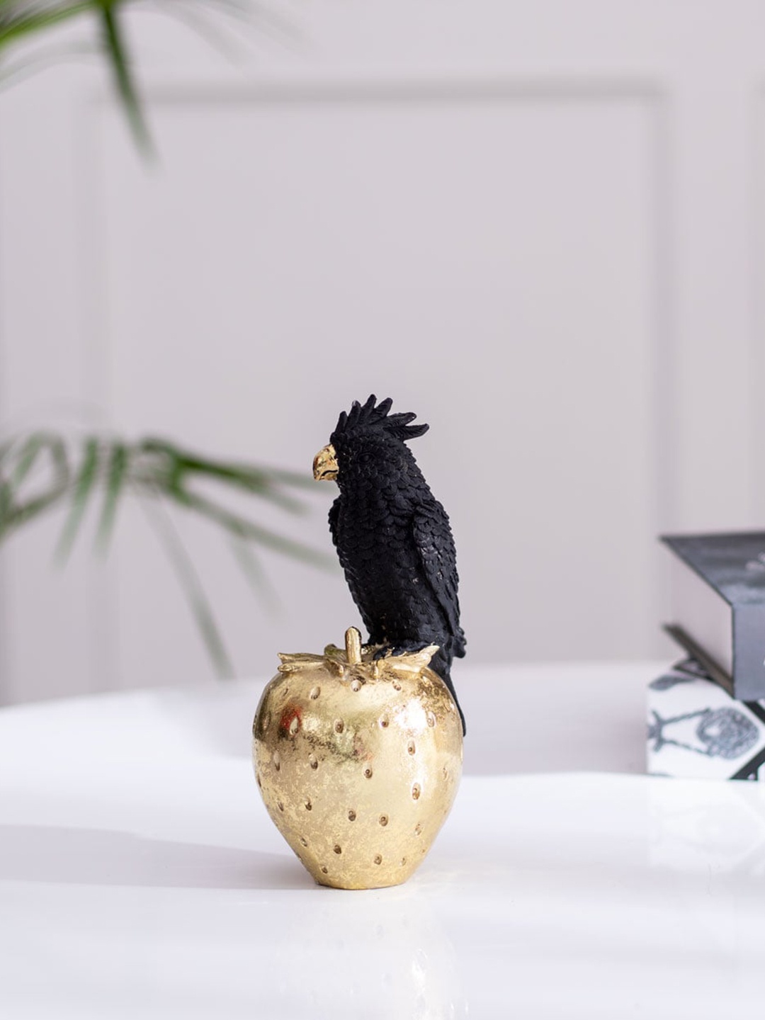 

THEDECORKART Gold-Toned & Black Bird Ceramic Figurine Showpiece