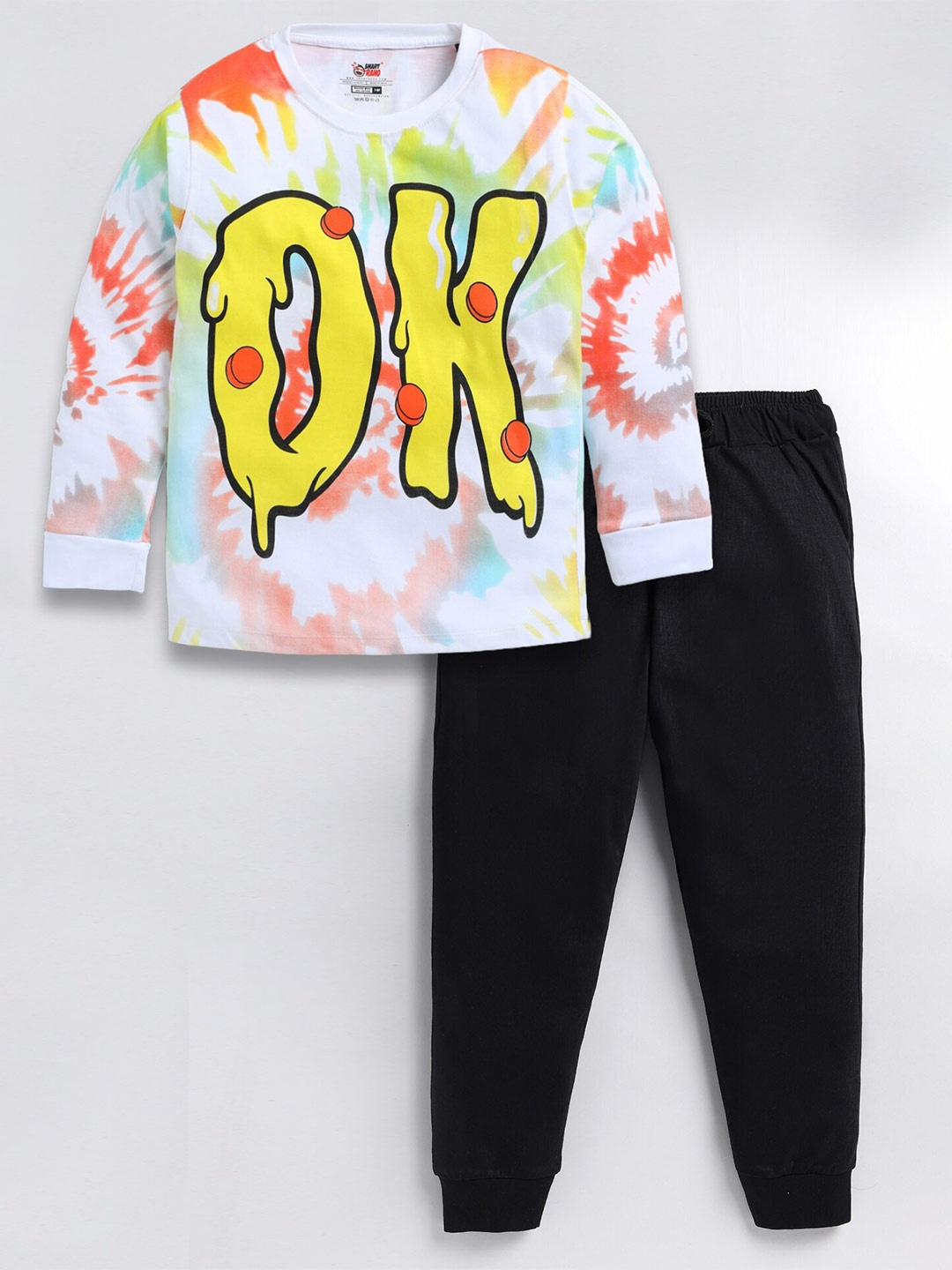 

BAESD Boys Typographic Printed Pure Cotton T-shirt With Trousers, Black