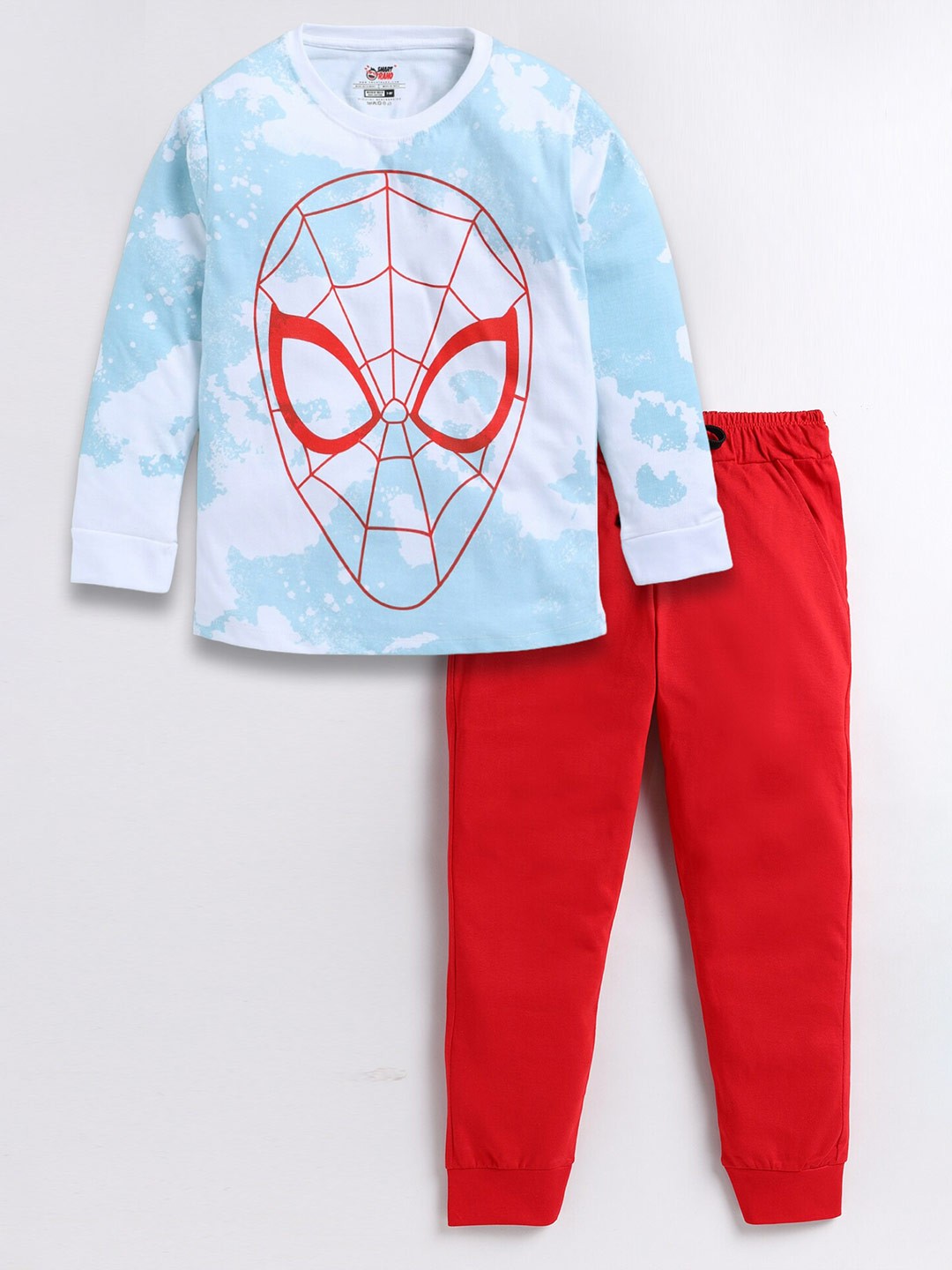 

BAESD Boys Spider Man Printed Pure Cotton T-shirt with Trousers, Blue