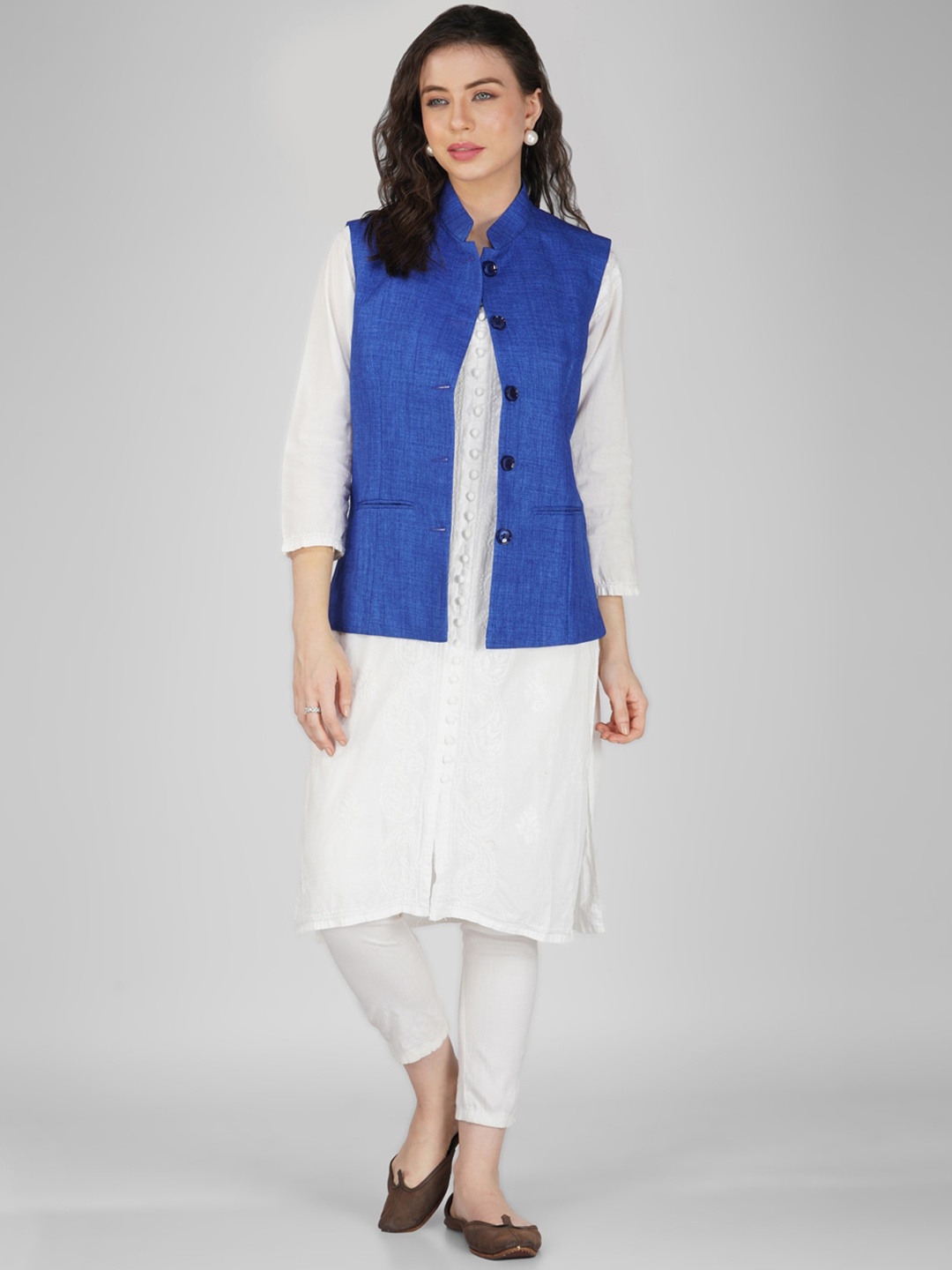

Vastraa Fusion Waistcoat Nehru Jacket, Blue